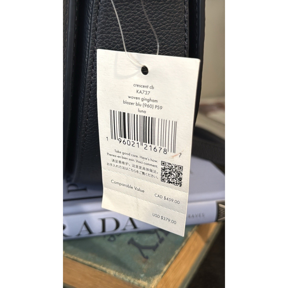 Kate Spade Crescent Woven Gingham Purse Crossbody Women's Bag Purse New Luna - Picture 7 of 11